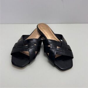 Ted Baker Zelania Sandals Black Leather Croc-effect Slip-On 38